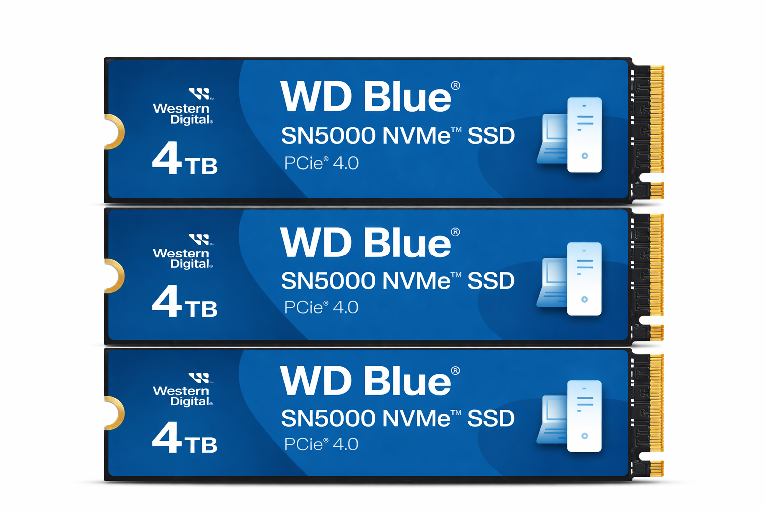 WD 4TB WD Blue SN5000 NVMe Internal Solid State Drive SSD - PCIe Gen 4.0, M.2 2280, Up to 5,500 MB/s (Pack of 3)