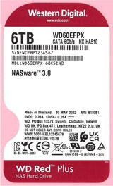 WD 6TB WD Red Plus NAS Internal Hard Drive HDD 5400 RPM, SATA 6 Gb/s, CMR, 256 MB Cache, 3.5" WD60EFPX