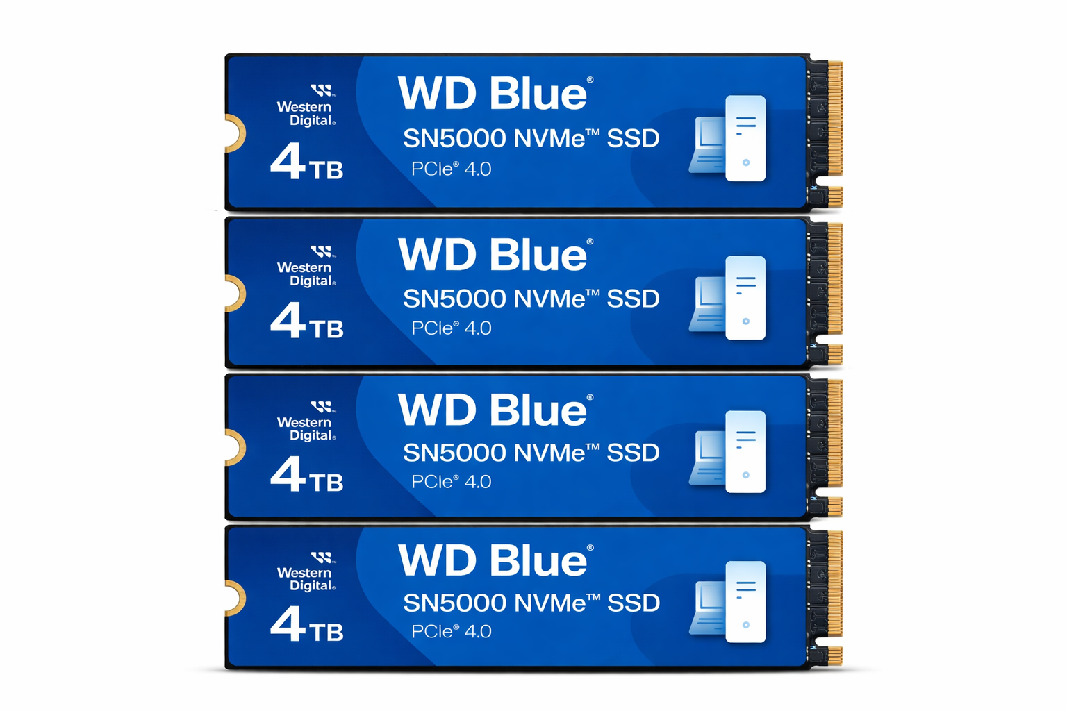 WD 4TB WD Blue SN5000 NVMe Internal Solid State Drive SSD - PCIe Gen 4.0, M.2 2280, Up to 5,500 MB/s (Pack of 4)