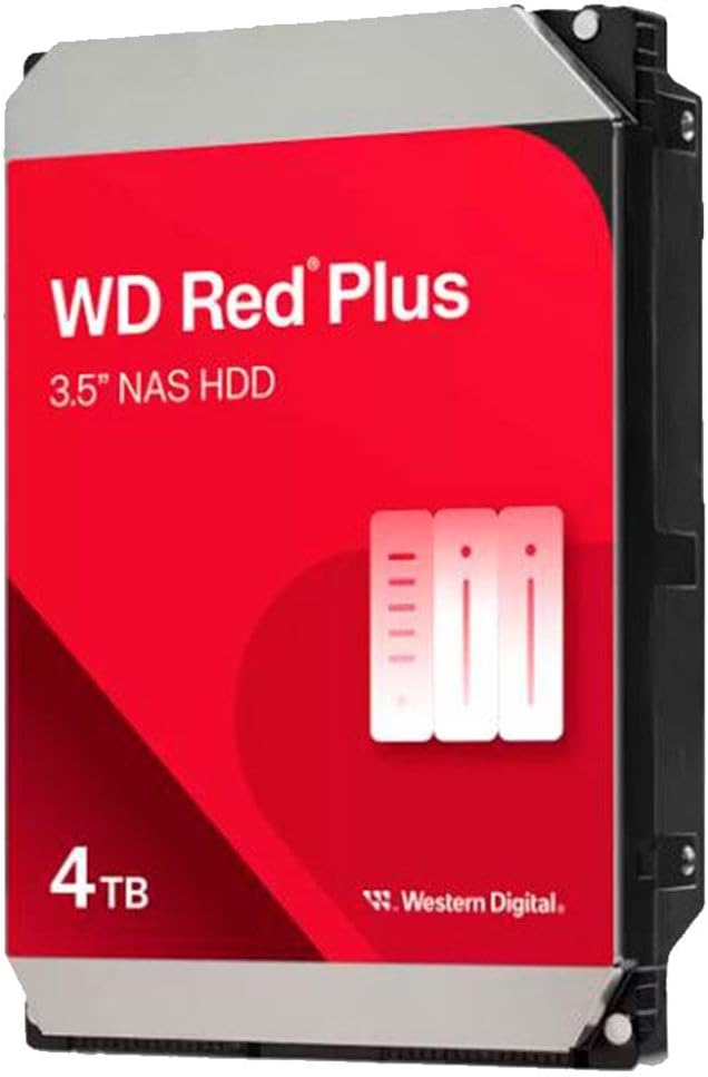 WD WD40EFZZ 4TB WD Red Plus NAS Internal Hard Drive HDD - 5400 RPM, SATA 6 Gb/s, CMR, 128 MB Cache, 3.5"