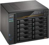 Asustor Lockerstor 10 Gen3 10 Bay NAS, Quad-Core 2.3GHz CPU, 2x10GbE Ports,16G ECC DDR5, 4x M.2 SSD Slots (Diskless) AS6810T