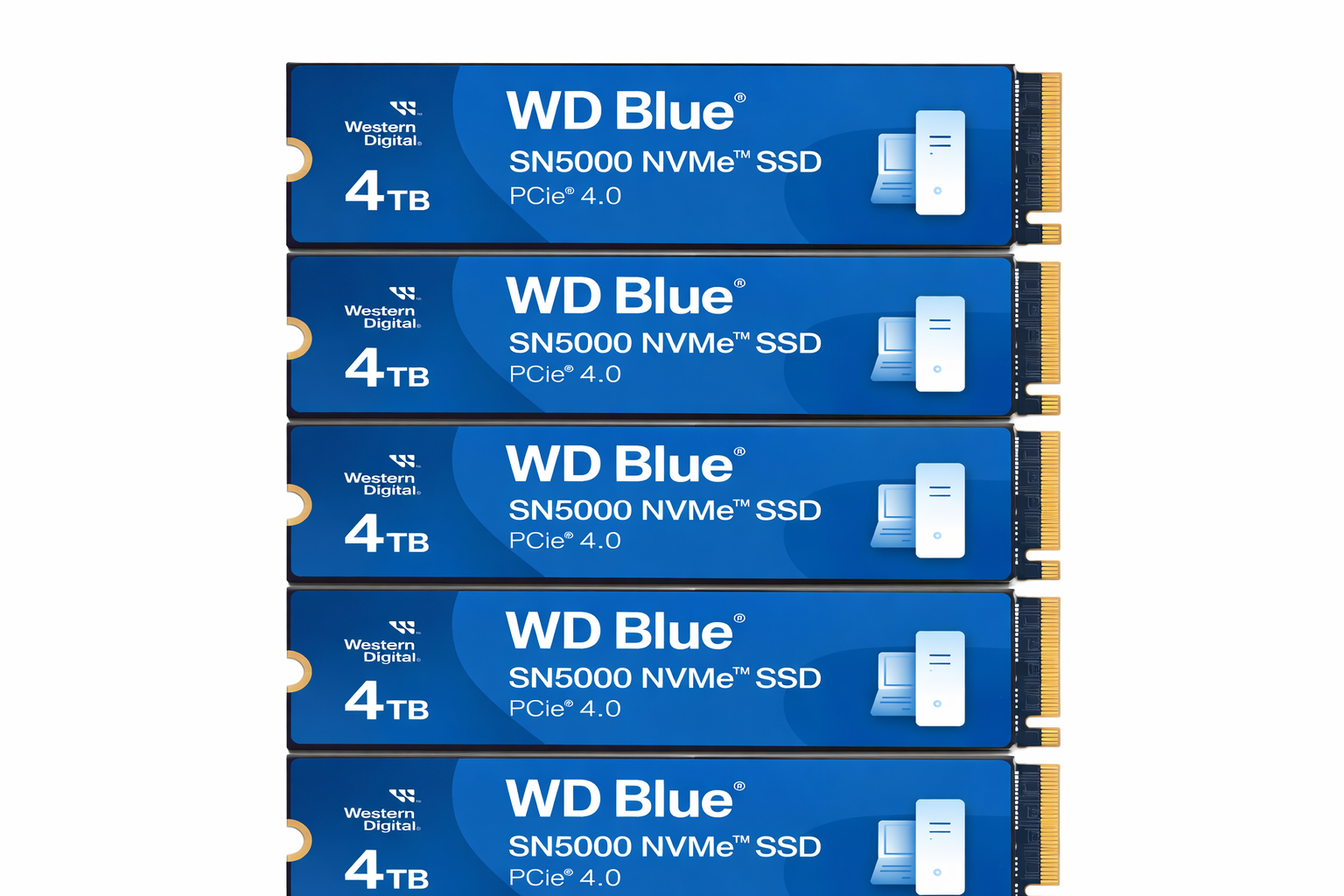 WD 4TB WD Blue SN5000 NVMe Internal Solid State Drive SSD - PCIe Gen 4.0, M.2 2280, Up to 5,500 MB/s (Pack of 5)