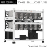 AAAwave 12GPU The Sluice V2 Mining Frame (White) and PCIe Riser V011 Pro (12pcs) with  8 pack of  P12 PWM 120 mm Fans (White)