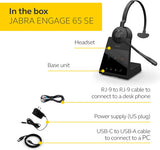 Jabra Engage 65 SE Wireless Headset, Single-Ear (Mono), Advanced Noise-Cancelling Microphone - Black 9653-553-125