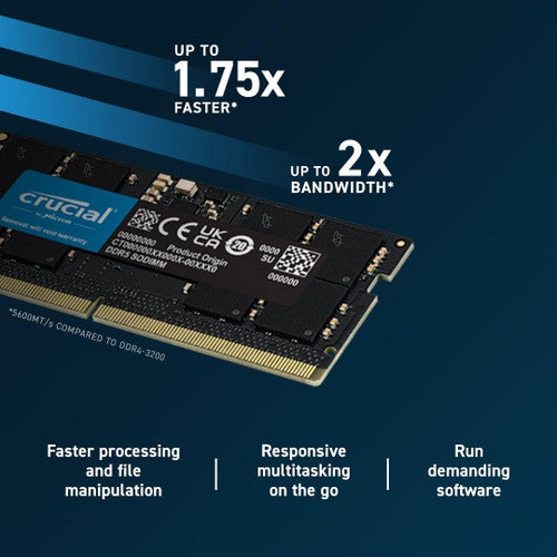 Crucial RAM 16GB DDR5 5600MT/s or 5200MT/s or 4800MT/s Laptop