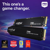 Crucial T700 GEN5 SSD M.2 2280 2TB PCIe 5.0 NVMe NAND TLC, Up to 12,400 MB/s, Internal SSD with Heatsink CT2000T700SSD5