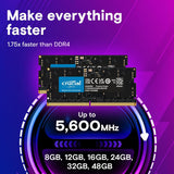 Crucial  CT8G56C46S5 8GB DDR5 RAM 5600MHz(5200MHz or 4800MHz) Laptop Memory