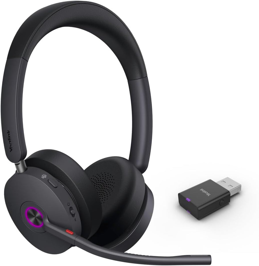 Yealink 1208714 WH68 Hybrid DECT&Bluetooth Wireless Headset Active Noise Cancellation Dual Ear Zoom, Teams Certified