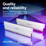 Crucial CP2K16G64C38U5W Pro DDR5 RAM 32GB Kit (2x16GB) 6400MHz CL38, Overclocking Desktop Gaming Memory, White