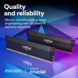 Crucial CP2K32G64C40U5B Pro DDR5 RAM 64GB Kit (2x32GB) 6400MHz CL40, Overclocking Desktop Gaming Memory, Black