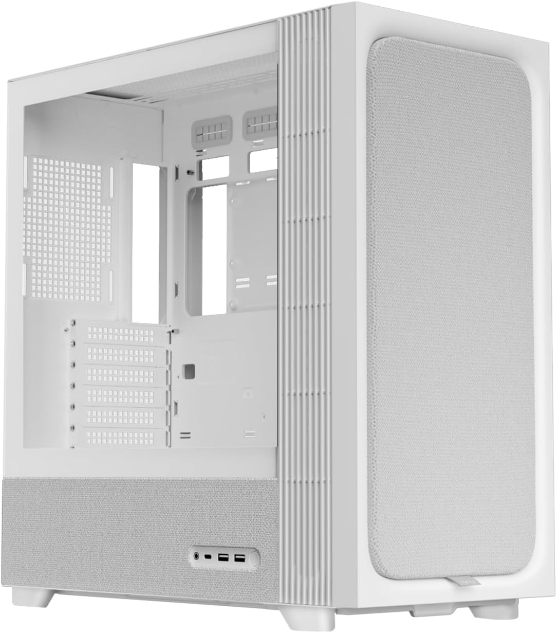 TRYX C-F500F-FM1E-G0W FLOVA F50 Mid-Tower ATX Case Fabric-Crafted Tempered Glass ATX Case Quiet Cross-Flow  360mm - White