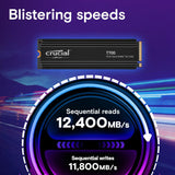 Crucial T700 GEN5 SSD M.2 2280 2TB PCIe 5.0 NVMe NAND TLC, Up to 12,400 MB/s, Internal SSD with Heatsink CT2000T700SSD5