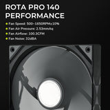 TRYX F-R140P-NN1M-G0K ROTA PRO 140mm Case Fan 4-Pin PWM LCP Material FDB  1650RPM Airflow High-Performance Quiet - Black
