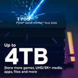 Crucial CT2000T705SSD5 T705 PCIe Gen5 NVMe 2TB SSD w/ Heatsink,Up to 14,500MB/s,TLC NAND,Solid State Drive, 1Mo Adobe CC