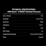 AMD Ryzen 5 5600GT Processor (Zen 3) 6-Core 3.6GHz AM4 65W w/ AMD Wraith Stealth Cooler Desktop CPU 100-100001488BOX