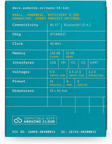 Arduino ABX00027 Nano 33 IoT without Headers WiFi & Bluetooth,14 Digital I/O Pins, 6 Analog Inputs development board