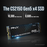 PNY M280CS2150-1TB-TB CS2150 1TB Gen5 PCIe NVMe M.2 2280 3D NAND SSD ,Up to 10,200/8,300 MBs -Internal Solid-State Drive