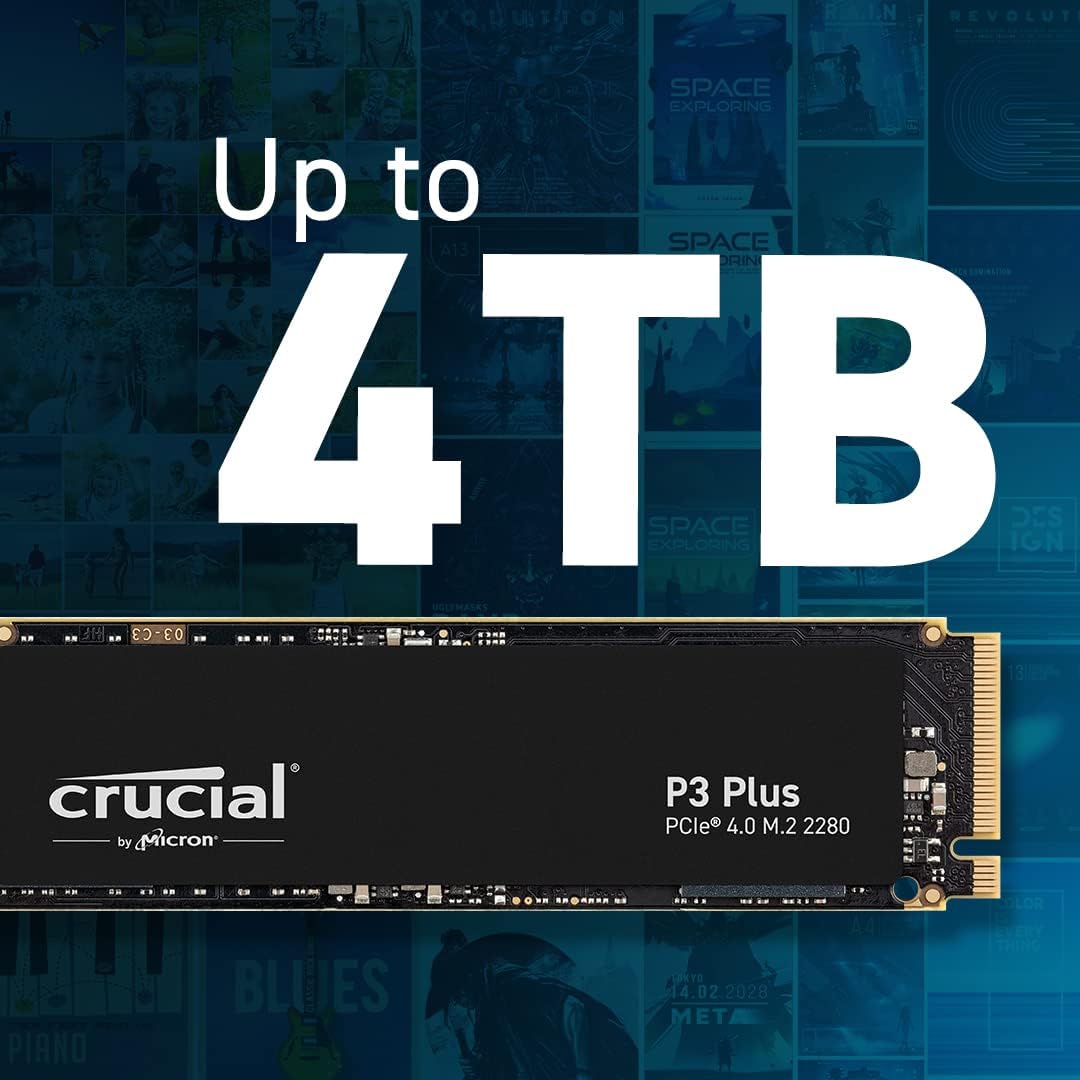 Crucial P3 Plus 2TB PCIe Gen4 3D NAND NVMe M.2 SSD up to 5000MB/s