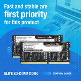TEAMGROUP TED48G3200C22-S01 Elite DDR4 8GB Single 3200MHz PC4-25600 CL22 SODIMM 260-Pin Memory Module Ram