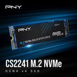 PNY CS2241 500GB M.2 NVMe Gen4 x4 ,up to 4,700MB/S ,  Internal Solid State Drive (SSD) M280CS2241-500-RB
