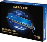 ADATA ALEG-710-1TCS Legend 710 M.2 1TB PCIe Gen3 x4 M.2 2280 Solid State Drive, Speed up to 2,400 MB/s, 3D NAND