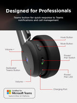 Lenovo 4XD1M80020 Wireless VoIP Headset Teams Certified, Noise-Canceling Mic, Bluetooth 5.3 Multipoint, USB-A Receiver
