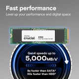 Crucial CT1000E100SSD8 E100 1TB M.2 NVMe PCIe Gen4 Internal SSD, Up to 5,000MB/s, Laptop & Desktop Compatible