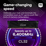 Crucial Pro CP2K16G64C32U5B DDR5 RAM 32GB Kit (2x16GB), 6400MHz CL32, Overclocking Desktop Gaming Memory, Black