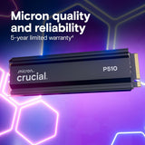 Crucial CT2000P510SSD5 P510 PCIe Gen5 NVMe 2TB SSD with Heatsink, Up to 10,000MB/s, Laptop & Desktop Solid State Drive