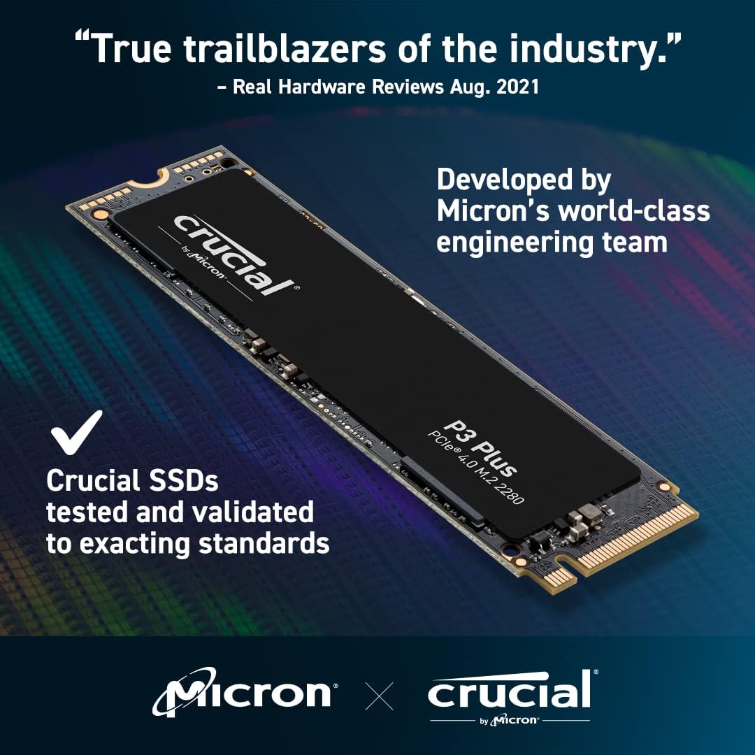 Crucial P3 Plus 2TB PCIe Gen4 3D NAND NVMe M.2 SSD up to 5000MB/s