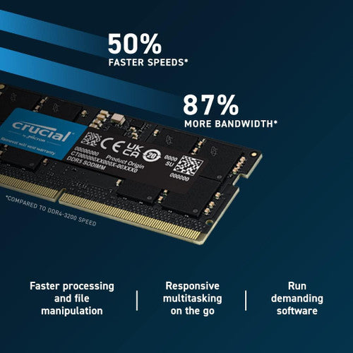 Crucial RAM 16GB DDR5 4800MT/s CL40 Laptop Memory (CT16G48C40S5