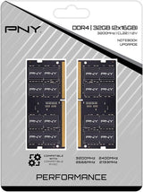 PNY MN32GK2D43200-TB Performance 32GB (2x16GB) DDR4 DRAM 3200MHz CL22  1.2V Notebook/Laptop (SODIMM) Memory Kit