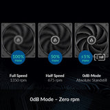 Arctic ACFAN00210A F12 PWM PST CO 120mm 1350RPM Case Fan for Continuous Operation - Black