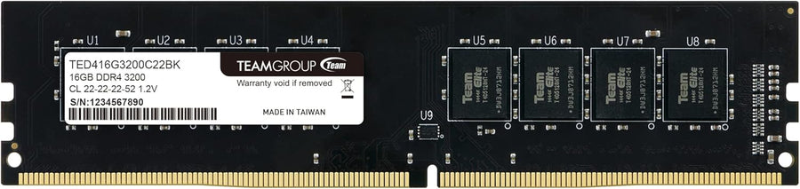 TEAMGROUP TED416G3200C2201 Elite DDR4 16GB (1 x 16GB) 3200MHz CL22 Non-ECC 1.2V UDIMM 288 Pin PC Computer Desktop Memory