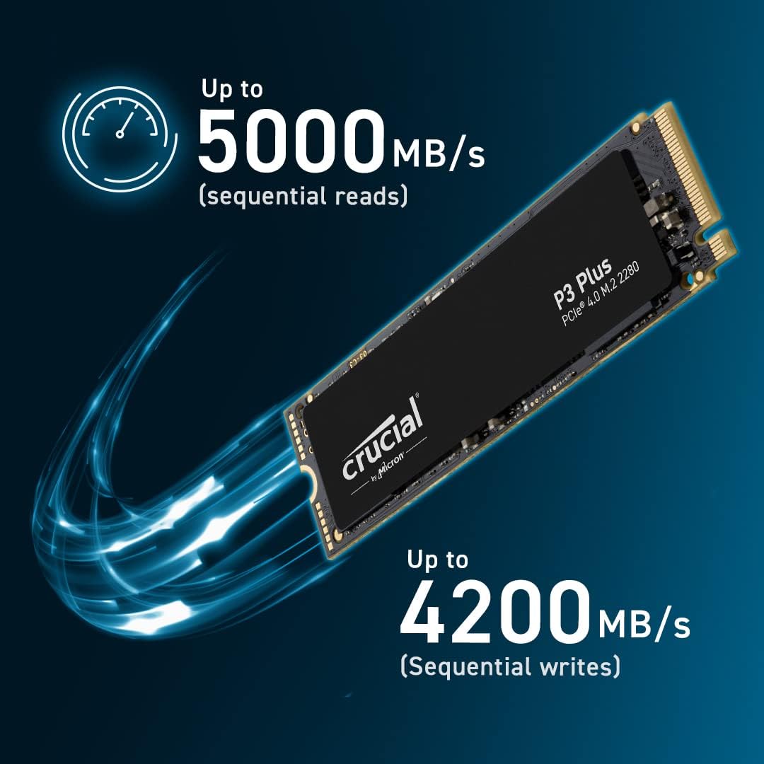 Crucial P3 Plus 2TB PCIe Gen4 3D NAND NVMe M.2 SSD up to 5000MB/s