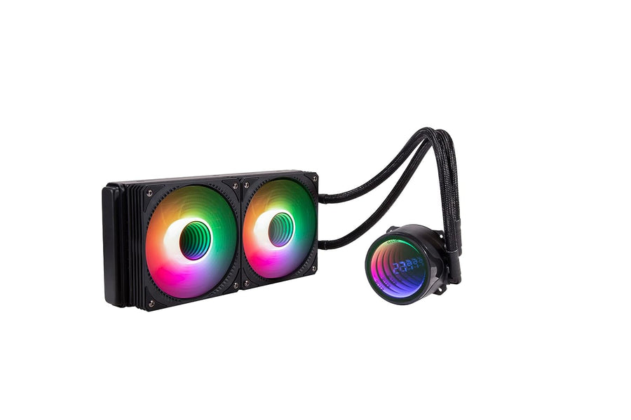 Gelid Solutions CC-AIO-240-A Liquid 240 CPU AIO Water Cooler w 2x 120mm RGB Fan 750-1800 RPM AM5 & LGA 1700 Compatible