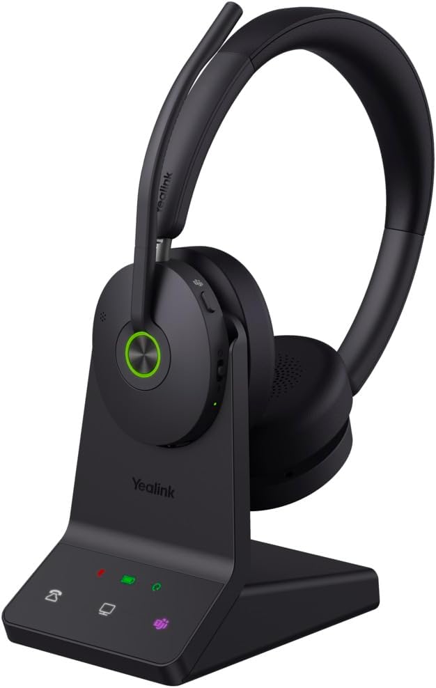 Yealink 1208655 WH68 ANC DECT&Bluetooth Wireless Dual Headset Teams Certified 6X Noise Cancelling Mic