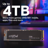 Crucial T705 1TB PCIe Gen5 NVMe M.2 SSD - Up to 13,600 MB/s - Game Ready - Internal Solid State Drive CT1000T705SSD3