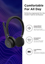 Lenovo 4XD1M80020 Wireless VoIP Headset Teams Certified, Noise-Canceling Mic, Bluetooth 5.3 Multipoint, USB-A Receiver
