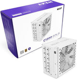 NZXT PA-2G2BW-US C1200 Gold ATX 3.1 Fully Modular Low-Noise PC Gaming Power Supply 1200 Watts Zero Fan Mode - White