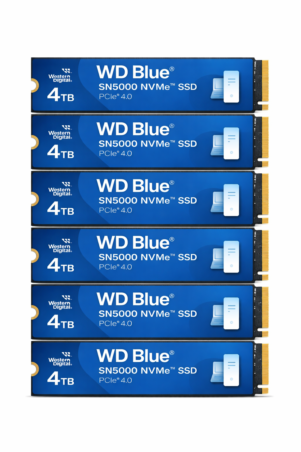 WD 4TB WD Blue SN5000 NVMe Internal Solid State Drive SSD - PCIe Gen 4.0, M.2 2280, Up to 5,500 MB/s (Pack of 6)