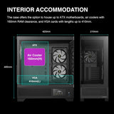 GAMDIAS GD-Atlas M1 Black Mid Tower Gaming Computer Case w/Display& App, ATX Tempered Glass PC Case, Built-in 3X 120mm ARGB PWM Fans, Up to RTX 4000 GPU/VGA 410mm& 360mm AIO/Radiator& 6x120mm Fans& 160mm CPU Cooler
