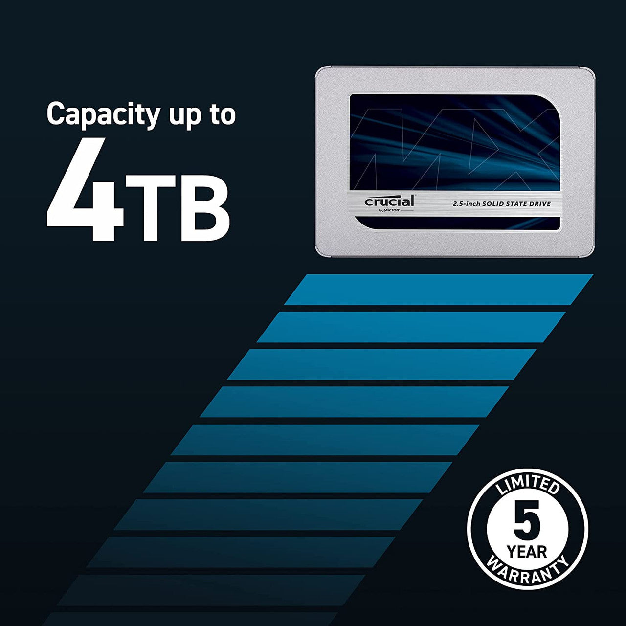 Crucial MX500 1TB 3D NAND SATA 2.5-inch 7mm (with 9.5mm adapter