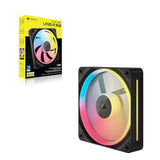 Corsair CO-9051049-WW iCUE Link LX120-R RGB 120mm PWM Reverse Single Fan Magnetic Dome Bearing, Dual Light Loops,Black