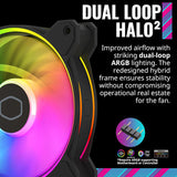 Cooler Master MasterFan MF120 Halo²Fan, Duo-Ring ARGB Gen2 LED 120mm Hybrid Frame Case fan, Liquid-Black MFL-B2DN-21NP2-R2