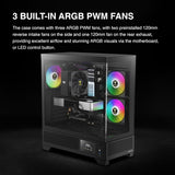 GAMDIAS GD-Atlas M1 Black Mid Tower Gaming Computer Case w/Display& App, ATX Tempered Glass PC Case, Built-in 3X 120mm ARGB PWM Fans, Up to RTX 4000 GPU/VGA 410mm& 360mm AIO/Radiator& 6x120mm Fans& 160mm CPU Cooler
