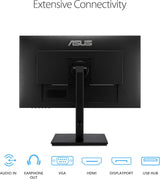 ASUS 23.8”1080P Monitor-Full HD, IPS, 75Hz, Speakers Adaptive-Sync Low Blue Light Flicker, VESA Mountable Frameless VA24DQSB