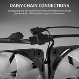Corsair CO-9050188-WW RS120 120mm PWM Fan Daisy-Chain Connection Low-Noise Magnetic Dome Bearing Single Pack – Black