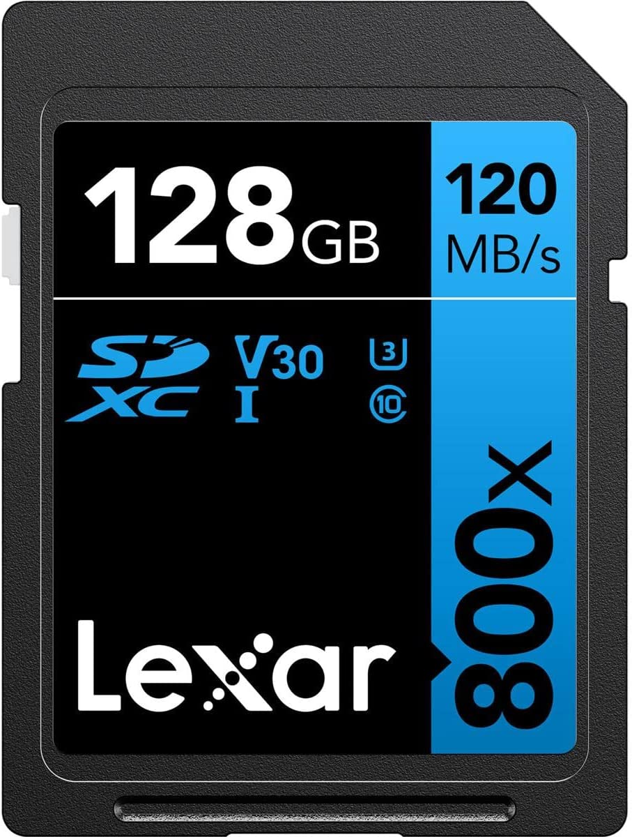 Lexar LSD0800128G-BNNNU High-Performance 800x 128GB  SDXC UHS-I Cards, Up to 120MB/s Read, for Point-and-Shoot Cameras