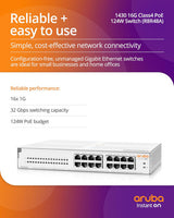 HPE Networking Instant On 1430 16-Port Gb Unmanaged Layer 2 Ethernet Switch with PoE | 16xCL4 PoE (124W) | Fan-Less | US Cord | R8R48A#ABA